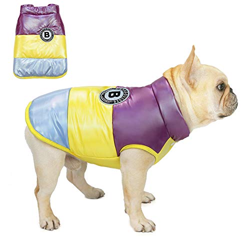 Msy yien ペット用綿入れ ドッグウェア ペット犬服 ダウンジャケットベスト コットンコート 二足 コート 厚い 可愛い犬の服 パーカー 秋冬服 猫犬の服装 犬洋服 散歩 暖かい 保温 防寒 大中小型犬猫ダウンジャケット (イエロー, M)