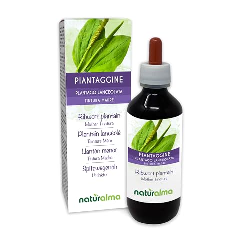 Llantén menor o Siete venas (Plantago lanceolata) hojas Tintura Madre sin alcohol Naturalma - Extracto líquido gotas 200 ml - Complemento alimenticio - Vegano