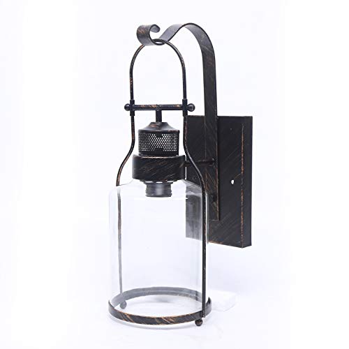 Xlsdlvcnxz Aplique de pared industrial vintage, lámpara de pared LED para interiores con vidrio rústico, E26/E27, lámparas rústicas para dormitorio, sala de estar, baño, pasillo