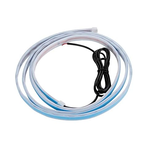 Flexible LED Light Strip 12V Waterproof for Car Auto Hood Tail DRL Daytine Running Light Door Side 1.8M Start-scan-Breathe-Fix, Blue Cover