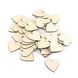 Akozon Amor de madera en forma de corazón adorno para bodas Placas DIY Art Craft tarjeta de amor haciendo 10mm-80mm(40mm 50pcs)
