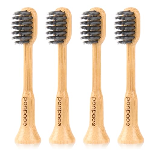 PONPACE Bamboo Toothbrush Heads Compatible with Philips One by Sonicare Soft Charcoal Infused Bristles Whitening & Deep Cleaning