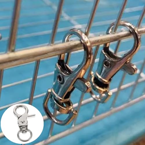 Image of 8 Pcs Bird Cage Lock Bird Cage Lobster Clasp, Birdcage Lock Birds Cage Clip Dove Cage Door Keychains Swivel Clip Rabbit Cage Door Locks Purse Hooks to Rotate Shackle Stainless Steel Iron Wire