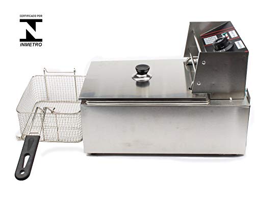 Fritadeira Elétrica 110v 1 Cuba - 5 Litros - Com tampa P/Frituras, Batata-Frita Nuggets
