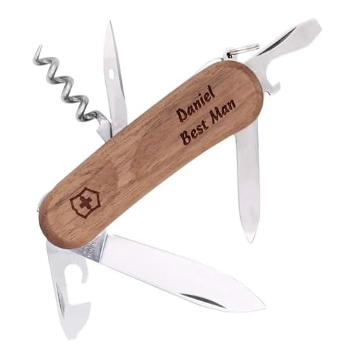Laser Engraved Victorinox Swiss Army Evowood14 with Personalized Walnut Handle