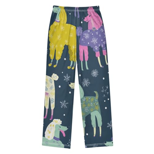 ZZXXB Colorful Poodle Boys Long Pants Soft Trousers Elastic Waist Kids Lounge Bottoms with Pockets S-XL2