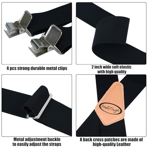 Image of MELOTOUGH Men's Suspenders w /Clip Heavy Duty suspenders for men Big and Tall Work suspenders for Jeans