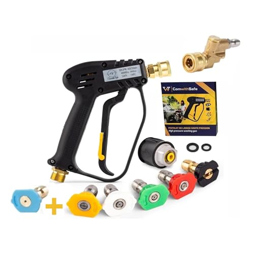 ComwithSafe Pistolet de Lavage Haute Pression+ Coupleur pivotant, 6 buses 1/4