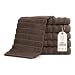 Classic Turkish Towels Combed Cotton Luxury Wash Cloths 13x13 Chocolate Color, Rib Style (Set of 6) Made in Turkey