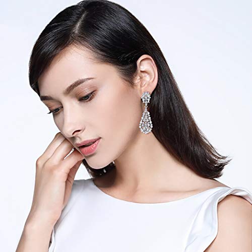 EVER FAITH Women's Austrian Crystal Party Hollow-out Teardrop Dangle Earrings2