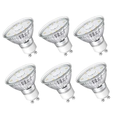 NUOVA GERMANY GU10 LED Light Bulbs Non-Dimmable, 5000K Daylight White GU10 Bulb, 5W LED Bulbs with 100°Flood Beam Lighting for Kitchen, Range Hood, Living Room, Bedroom, 6 Pack