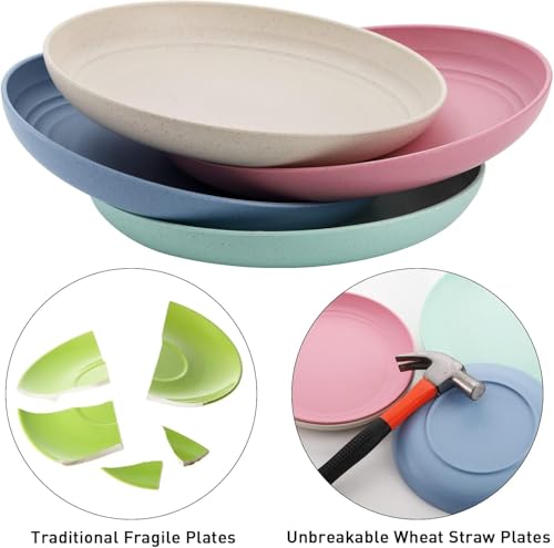 Nicunom 16 Pack Lightweight Wheat Straw Plates, 8" Unbreakable Dinner Plates, Dishwasher Microwave Safe Plates Dishes, Reusable Plate for Fruit Snack Container by Nicunom - Image 3