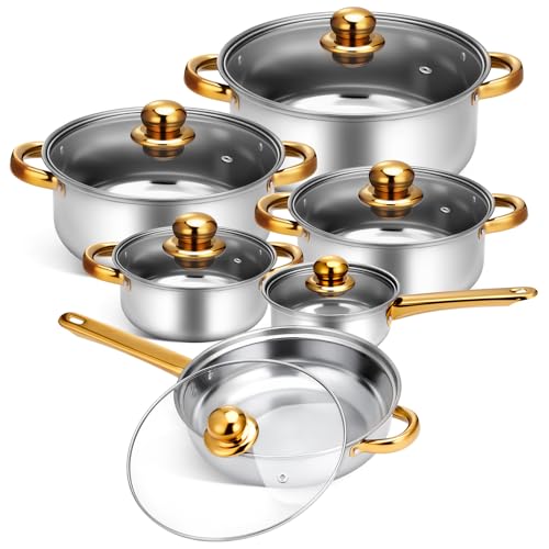 La mejor comparación de Cacerola de acero inoxidable los 5 más buscados. 43 KCB Bateria de Cocina de Acero Inoxidable,6 PCS Ollas de Acero Inoxidable,Cacerolas Antiadherentes,con Transparente Tape,Lavavajillas(16/18/20/22/24/24cm)