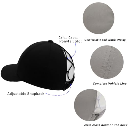Boné de beisebol feminino de rabo de cavalo cruzado, chapéu de proteção UV, boné de corrida, boné es