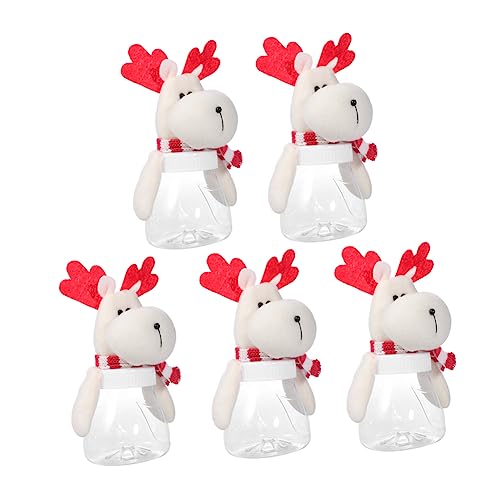 5pcs Christmas Candy Jars Decorative Containers Cartoon Elk Snowman Design for Storing Treats for Home Decor and Holiday Celebrations