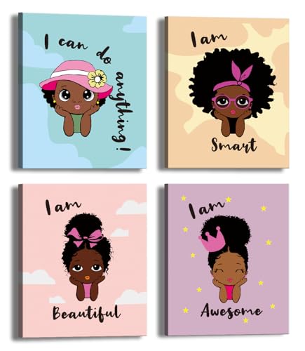 Décoration murale pour fille noire et affiche encadrée inspirante