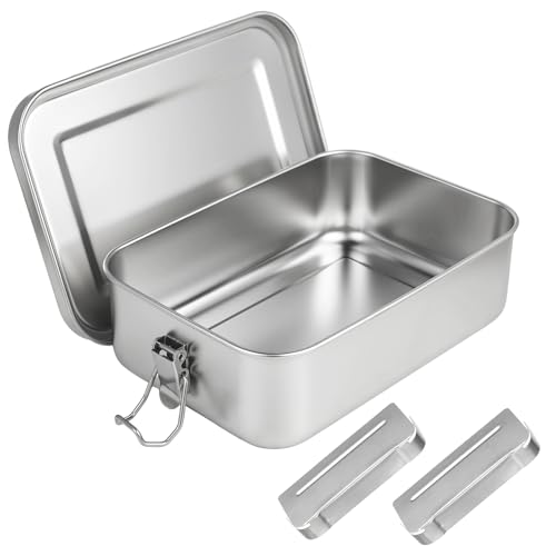 IMALPQPP Fiambrera acero inoxidable con compartimentos – 1400 ml lunch box adultos, resistente, ideal como fiambreras comida trabajo y también adecuada como fiambrera acero inoxidable infantil