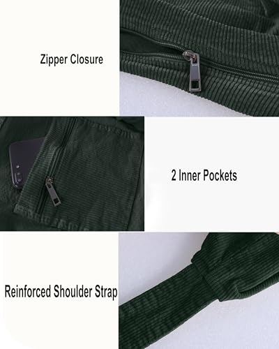 Image of 2026 Corduroy Tote Bag with Zipper Large Casual Handbags Shoulder Purse for Women