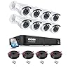 ZOSI 1080P H.265+ Home Security Camera System with AI Human Vehicle Detection, 5MP Lite 8 Channel CCTV DVR Recorder with Hard Drive 1TB and 8 x 1080p Weatherproof Bullet Camera Outdoor Indoor