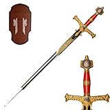 COSWOR 46.4' Solomon King Sword David Star Ceremonial Sword with Red Leather Handle for Collection, Display