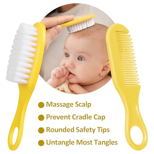 Image of Baby Grooming Kit, Infant Safety Care Set with Hair Brush Comb Nail Clipper Nasal Aspirator,Baby Essentials Kit for Newborn Girls Boys (Yellow)