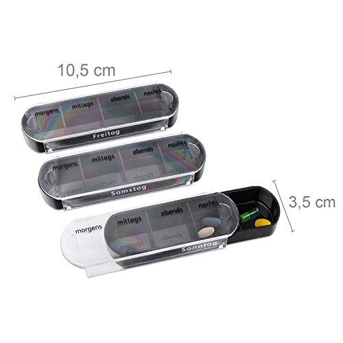 Schramm® Tablet Box zwart met zwarte schuifregelaars 7-daagse pillendoos tabletdoos tabletdoos tabletdoosjes tabletdoosjes tabletdoosjes pillen kunnen wekelijks gedoseerd worden - Afbeelding 5