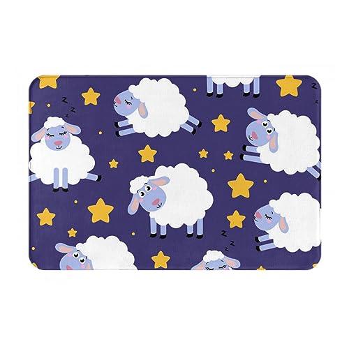 AUBKFELD Paillasson imprimé mouton 60 x 40 cm – Tapis de sol antidérapant en flanelle pour entrée de maison et espaces respectueux des animaux domestiques