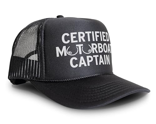 Image of Chudly.com Certified Motorboat Captain Funny Party Boobs Snapback Mesh Trucker Hat