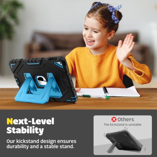 Image of Fintie Kid-Friendly Case for iPad 9th / 8th / 7th Generation 10.2 Inch | Fully-Body Rugged Heavy Duty Shockproof Cover, Portrait & Landscape Viewing, Built-in Kickstand, for Girls /Boys, Black /Blue