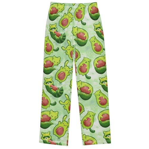 Boy's Pants Cute Avocado Raccoon Jogger Pants Elastic Waist Long Bottoms Trousers with Pockets 6-14 Years