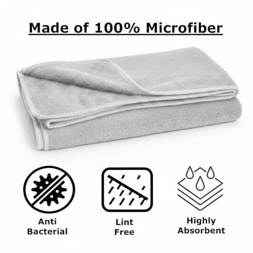 Image of Cotton Bolls Microfiber Large Bath Towel Quick Dry Super Soft Higly Absorbent Lint Free Towel for Bath for Men and Women, Travel, Gym, Beach, Pool, Yoga 70x140 CM, Light Grey