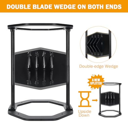 Firewood Kindling Splitter | Heavy Duty Manual Log Splitter XL 11\" D × 14\" H| Double-Sided Blade Wood Cutter, Portable Firewood Splitter for Fireplace, Wood Stove, Barbecue & Outdoor Camping - Thumbnail 2