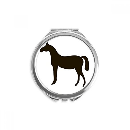 Miroir rond de maquillage cheval noir cadeau idéal de poche portable à la main
