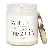 Sweet Water Decor Smells Like All Things Cozy Candle, Orange Cinnamon Ginger Clove Scent, 9oz Soy Candle with Gold Lid, Non-Toxic, Fall & Winter Christmas & Housewarming Gift, 40+ Burn Time