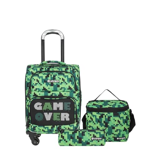 Kit Mochila + lancheira + estojo | Speedy Pack 5XT | Verde Pixels