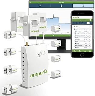 2 or 3-Phase Emporia Smart Home Energy Monitor, Real Time Electricity Monitor/Meter, Solar/Net Metering (Monitor with 8 50A Sensors)