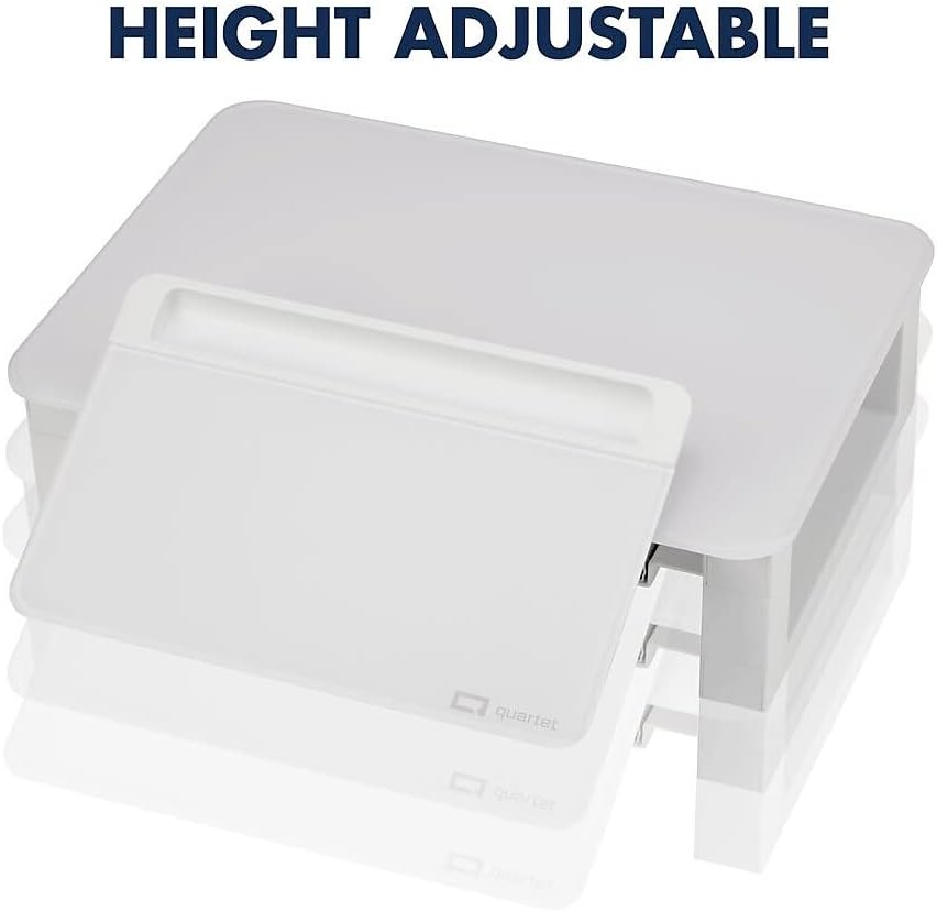 Quartet Desktop Glass Monitor Riser for Computer with Dry-Erase Board, Adjustable Height (Q090GMRW01)