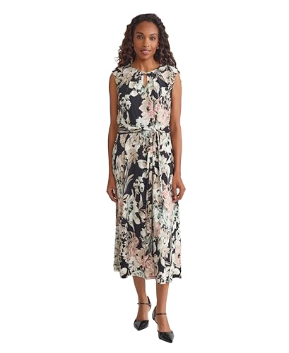 Robe Kasper en jersey mat col rond motif imprimé chic femme