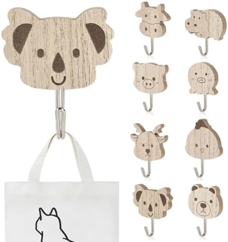 8 Piezas Wall Hooks Perchero De Madera, Perchero Infantil Pared, ...