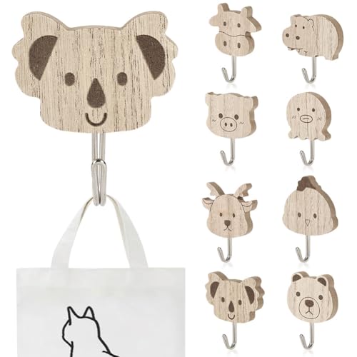 NUTKIT 8 Piezas Wall Hooks Perchero De Madera