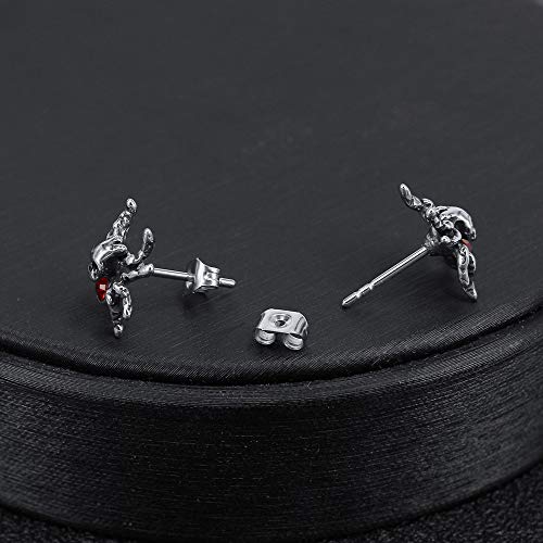 18G Punk Tiny Spider Cz Stud Earrings Ghost Crown Surgical Stainless Steel Earrings For Women Girls #TOP3