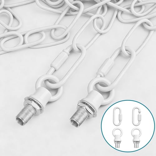 Image of garini 10 Feet White Light Fixture Chain, Adjustable Metal Pendant Chandelier Chain Extension with Detachable Link, Maximum Load is 66 Pounds