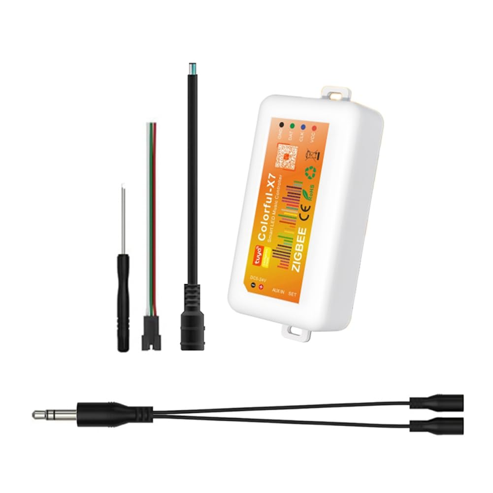 Vjsujehgy RGB LED Strip Light Controller DC5V-24V Tuya Zigbee Music Controller Ambient Light Controller App Control