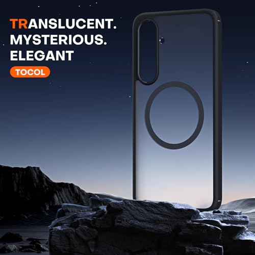 Image of TOCOL Magnetic for Samsung Galaxy S24 FE Case, [15FT Military Grade Protection] [Compatible for Mag-Safe] Translucent Matte Hard Back for Galaxy S24 FE 6.7 Inch, Magnetic-Black | Magnetic