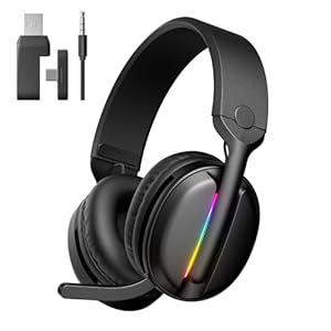 MANKIW Casque Gaming sans Fil pour PS5, PS4, PC, Mac, Casque Gamer Bluetooth 5.4 & 2.4GHz USB/Type-C à Faible Latence avec Micro Anti-Bruit, 40H d’Autonomie, Mode Filaire 3,5mm pour Xbox Series