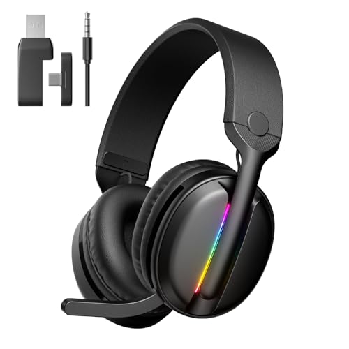 MANKIW Casque Gaming sans Fil pour PS5, PS4, PC, Mac, Casque Gamer Bluetooth 5.4 & 2.4GHz USB/Type-C à Faible Latence avec Micro Anti-Bruit, 40H d’Autonomie, Mode Filaire 3,5mm pour Xbox Series