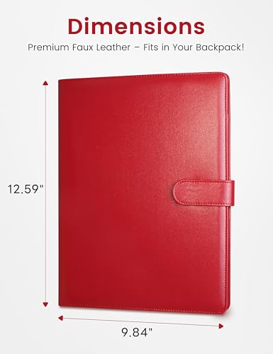 Image of Mymazn Padfolio Clipboard Folder Portfolio, Faux Leather Storage Clipboard with Cover for Legal Pad Holder Letter Size A4 Writing Pad for Business School Office Conference Notepad Clip Boards (Red)