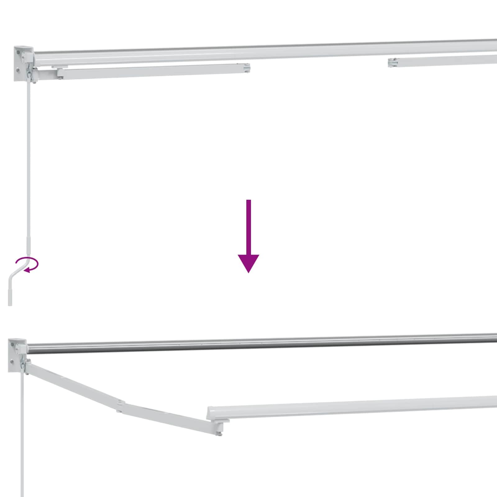 Telaio per tenda da sole in alluminio, bianco, 3 x 2,5 m, con manovella manuale e luci LED integrate, struttura solida per tettoia della terrazza, pannello solare incluso