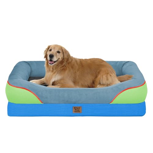 Image of Chez Paw Waterproof Orthopedic XL Dog Bed for Large and Extra Large Dogs | Egg Crate Foam, 4-Sided Bolster Support, Waterproof Liner, Non-Slip Bottom, Machine Washable Cover, 42 x 30 Inch