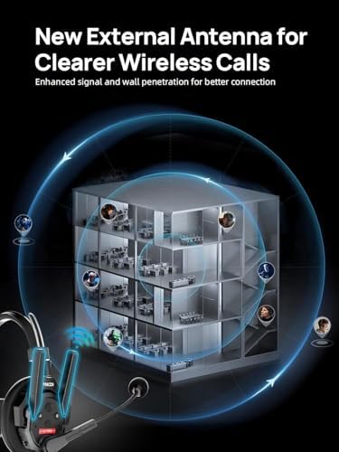 SYNCO XTALK XPRO Wireless Intercom Headset System, 2.4GHz Wireless Communication Headset Full Duplex 500m 24H with Noise Reduction 3.5mm Monitoring for Cross-Docking Warehouse Communication (2 PCS) - 3